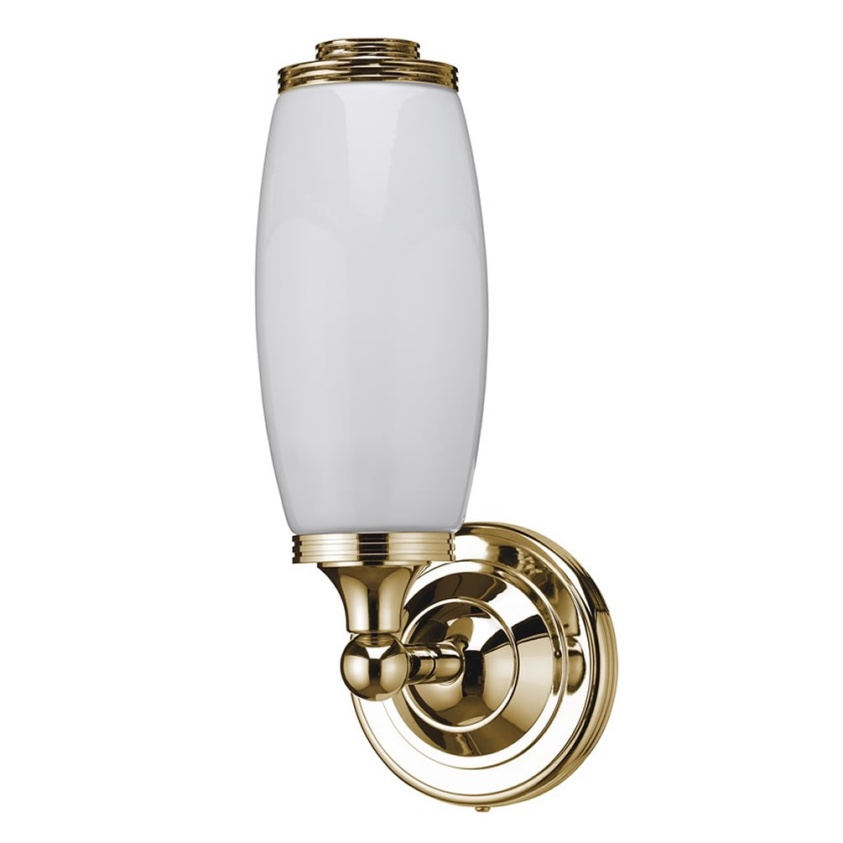 Burlington Round Light With Gold Base & Tube Frosted Glass Shade